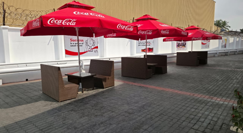 Outdoor Patio Design & Custom Parasol Installation (Confidential FMCG Client) image 1